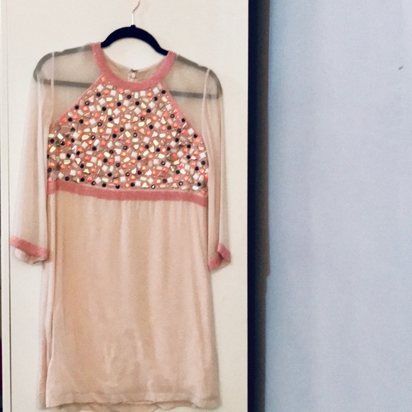 Worn 1x Embellished Pink French connection dress - Picture 1 of 5